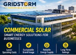GridStorm commercial solar campaign showing a solar-powered business