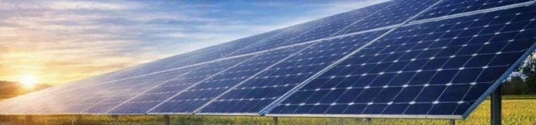 Solar panels catching the evening light